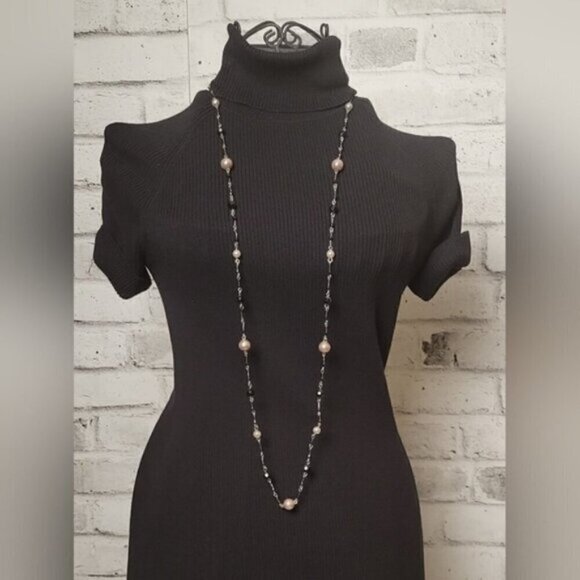 Vintage Jewelry - Retro faux Pearl With Black Beads Single Strand or Multiple Strands